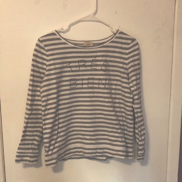 Loft grey stripe long sleeve top - Picture 1 of 2
